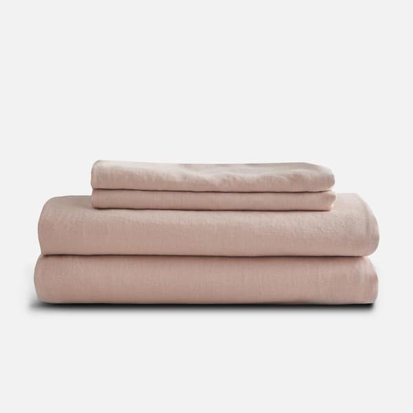 SIJO 4-Piece Blush French Linen California King Sheet Set