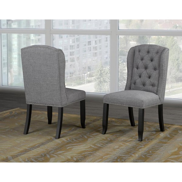 Unbranded Memphi Grey Fabric Dining Chair Set of 2