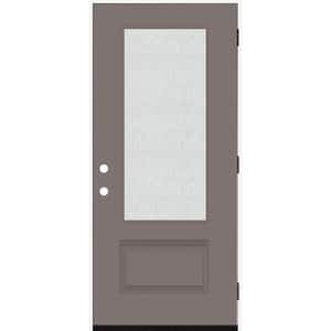 Legacy 36 in. x 80 in. 3/4 Lite Rain Glass LHOS Kindling Finish Fiberglass Prehung Front Door
