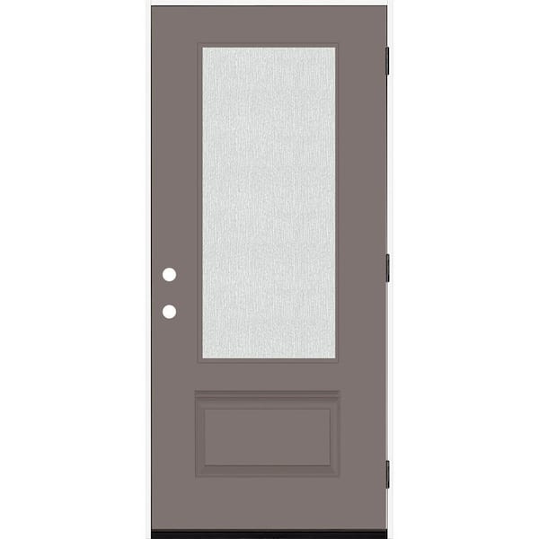 Steves & Sons Legacy 36 in. x 80 in. 3/4 Lite Rain Glass LHOS Kindling Finish Fiberglass Prehung Front Door