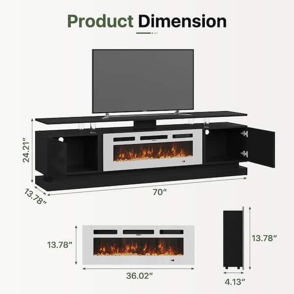 Sizzim 70 in. Freestanding Electric Fireplace TV Stand with