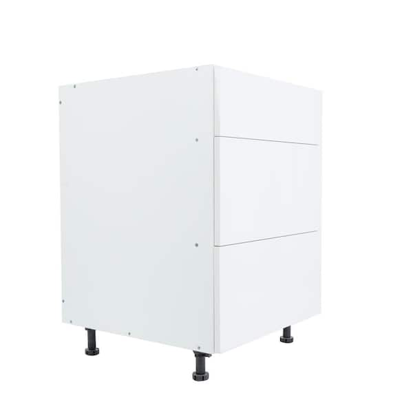 Cambridge Ready to Assemble White Gloss 24 in. Base Kitchen Cabinet, 3-Drawer (24 in. W x 24 in. D x 34.50 in. H)