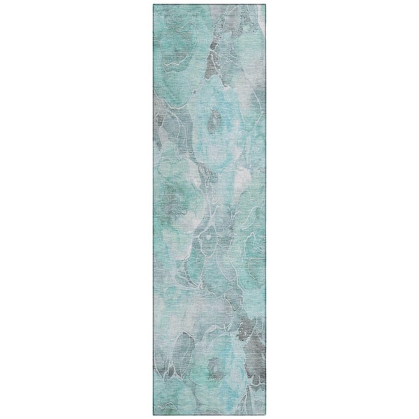 Chantille Machine Washable Indoor/Outdoor Abstract ACN1859 Teal 2 ft. 3 in. x 7 ft. 6 in. Runner Rug