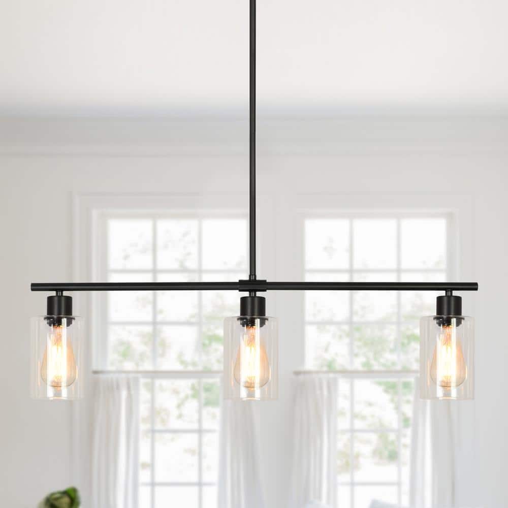 LWYTJO Delmis 3-Light Black Pendant Kitchen Island Rustic