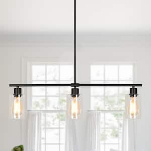 Delmis 3-Light Black Pendant Kitchen Island Rustic Farmhouse Chandelier for Kitchen Island Living Dining Room Foyer