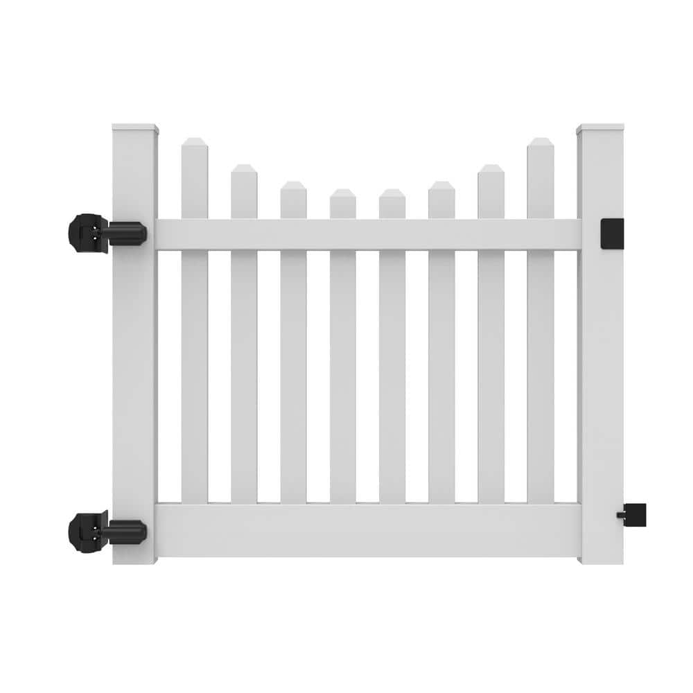 Barrette Outdoor Living Kettle Scallop 5 ft. W x 4 ft. H White Vinyl Un-Assembled Fence Gate