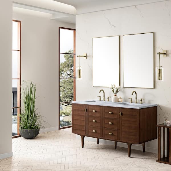 Modern walnut deals bathroom vanity