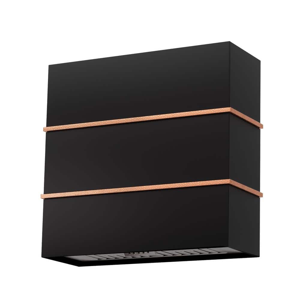 30 in. 600 CFM Ducted Wall Mount Range Hood with Push Control, LED Lights and Charcoal Filter, in Black with Copper