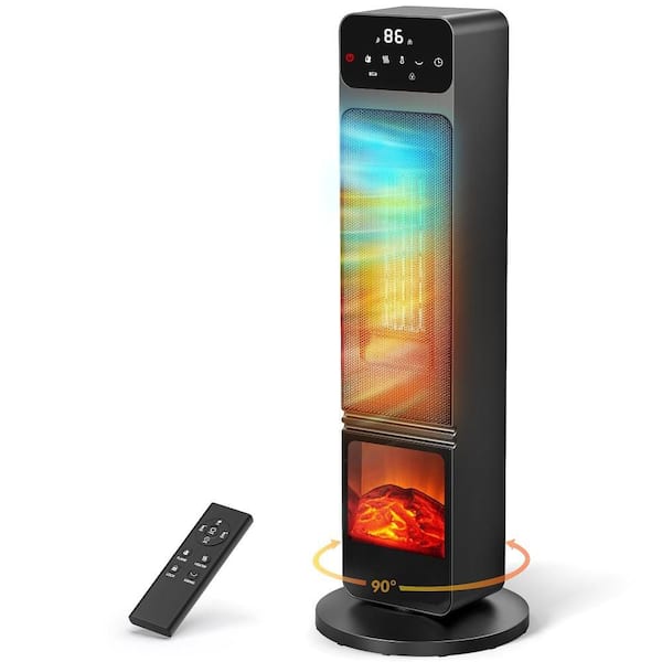 26.26 in. 1500W Tower Heater and Fan Combo for Indoor Use with Child Lock and Eco Mode, 12h Timer, 90° Oscillation