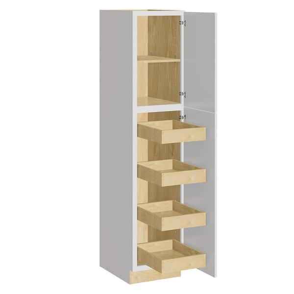 Home Decorators Collection Grayson 18 in. W x 24 in. D x 84 in. H Assembled Plywood Pantry Kitchen Cabinet in Pacific White with 4ROT Soft Close RH