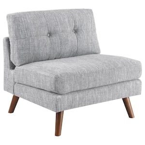 Churchill 32.75 in. Fabric Sectional Sofa Armless Chair in. Gray with Button Tufted