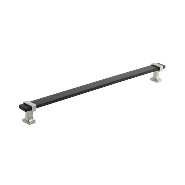 Amerock Overton 11-5/16 in. (288mm) Classic Brushed Matte Black/Satin Nickel Bar Cabinet Pull