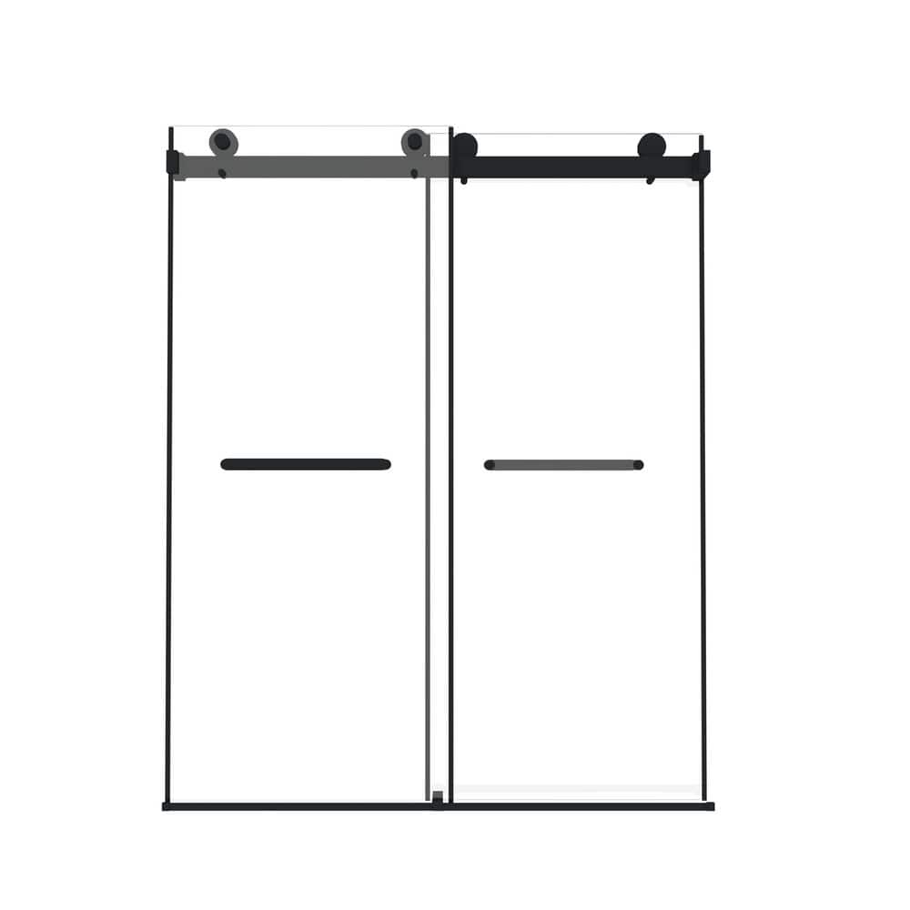 48 in. W x 74 in. H Double Sliding Frameless Shower Door in Matte Black Finish with SGCC Clear Tempered Glass price history on PriceWatchPro