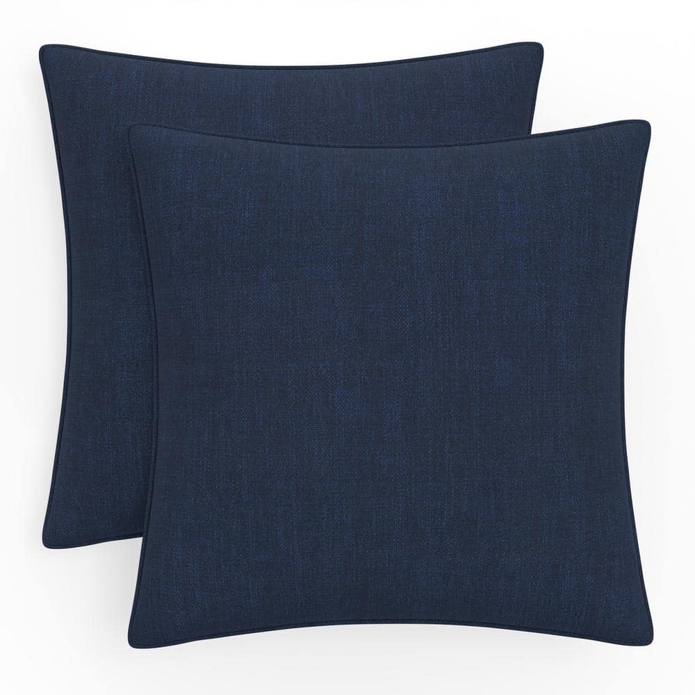 Pillow Perfect Solid Twill 18.5 in W x 5 in H Outdoor Large Throw Pillows 2-Count in Splash Indigo Blue