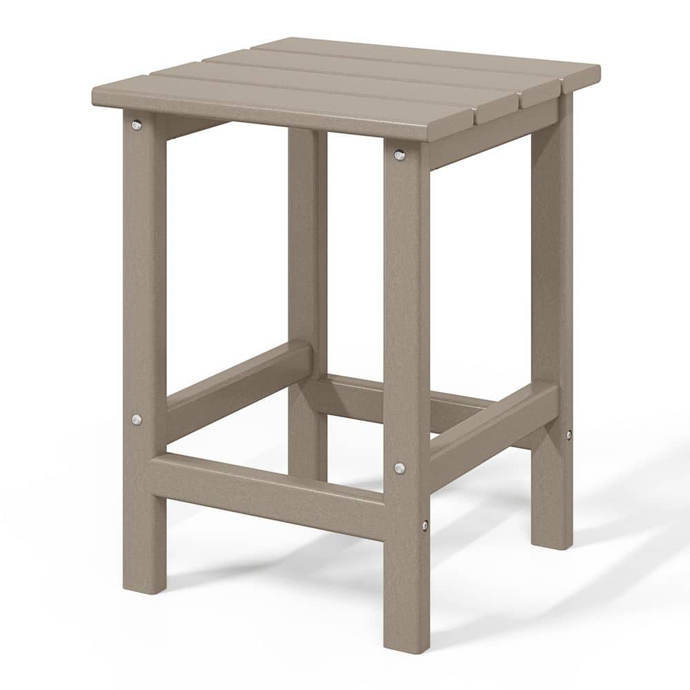 Weathered Wood HDPE Outdoor Patio Square Side Table