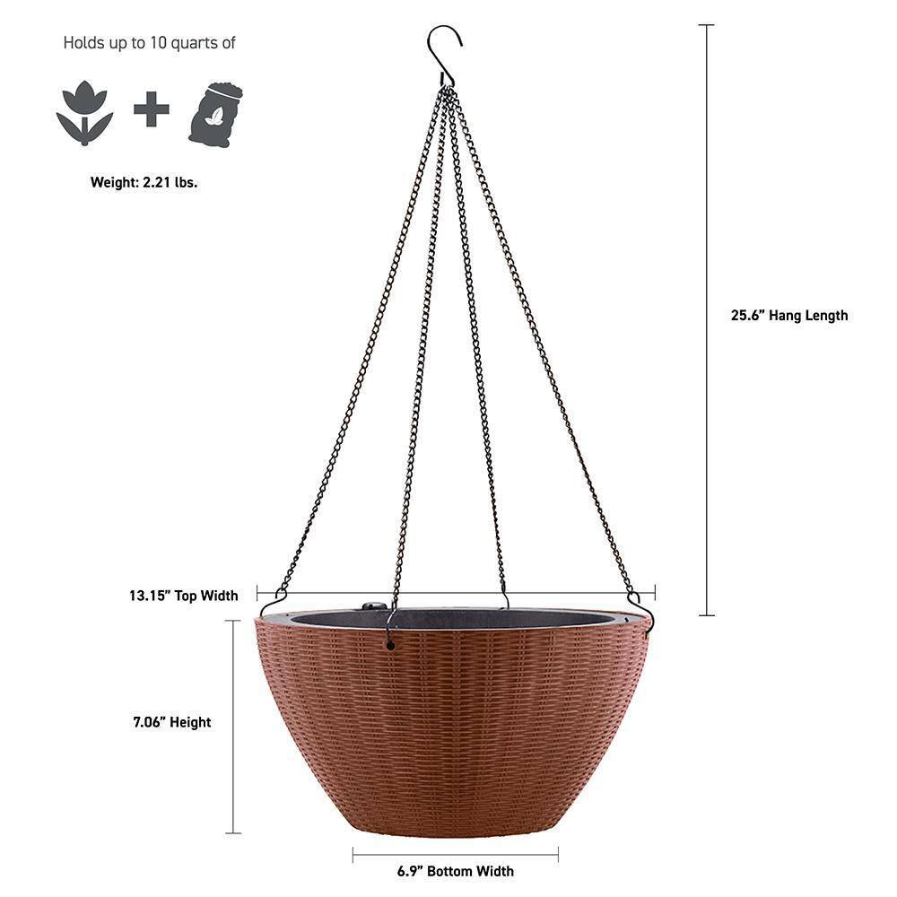 Rustic Brown High-Density Resin Self-Watering Hanging Planter