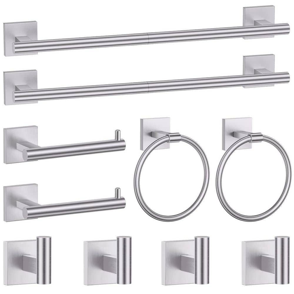 10-Piece Bathroom Hardware Set with Towel Bars, Toilet Paper Holders, Towel Rings, Robe Hooks in Brushed Nickel price history on PriceWatchPro