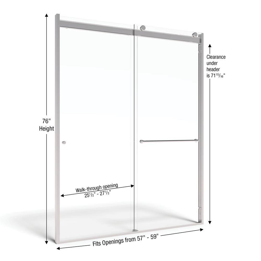 Rotolo 76" High Chrome Semi-Frameless Sliding Shower Door