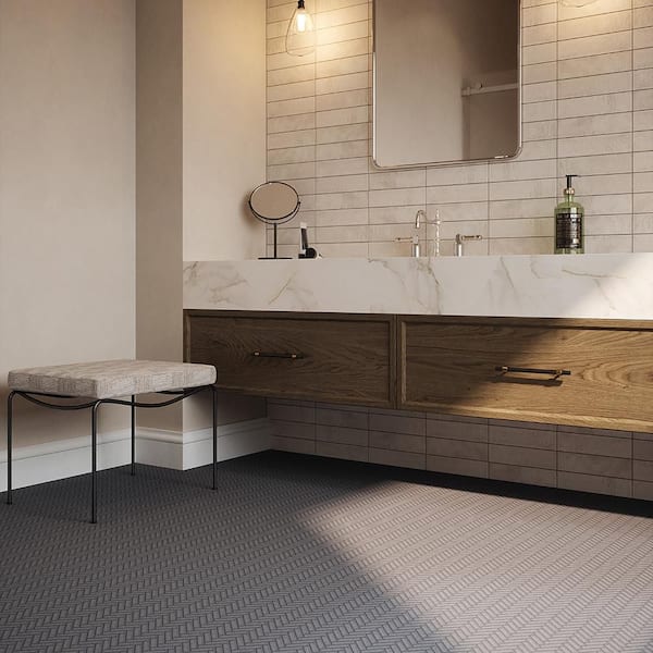 Jeffrey Court Basalt Herringbone Gray 10 in. x 10.75 in Honed