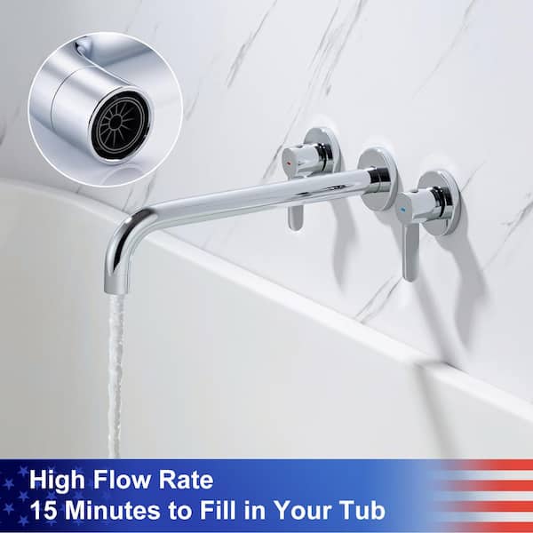 RAINLEX 8014 2-Handle Wall Mount Roman Tub Faucet with High Flow