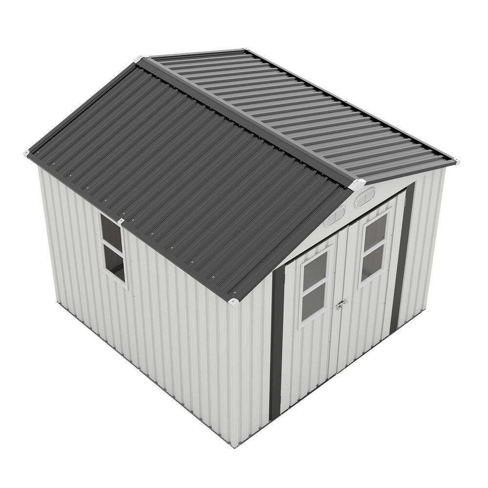 8 ft. W x 8 ft. D White Metal Shed with Four Daylight Windows, Lockable Doors (64 sq. ft. ) price history on PriceWatchPro
