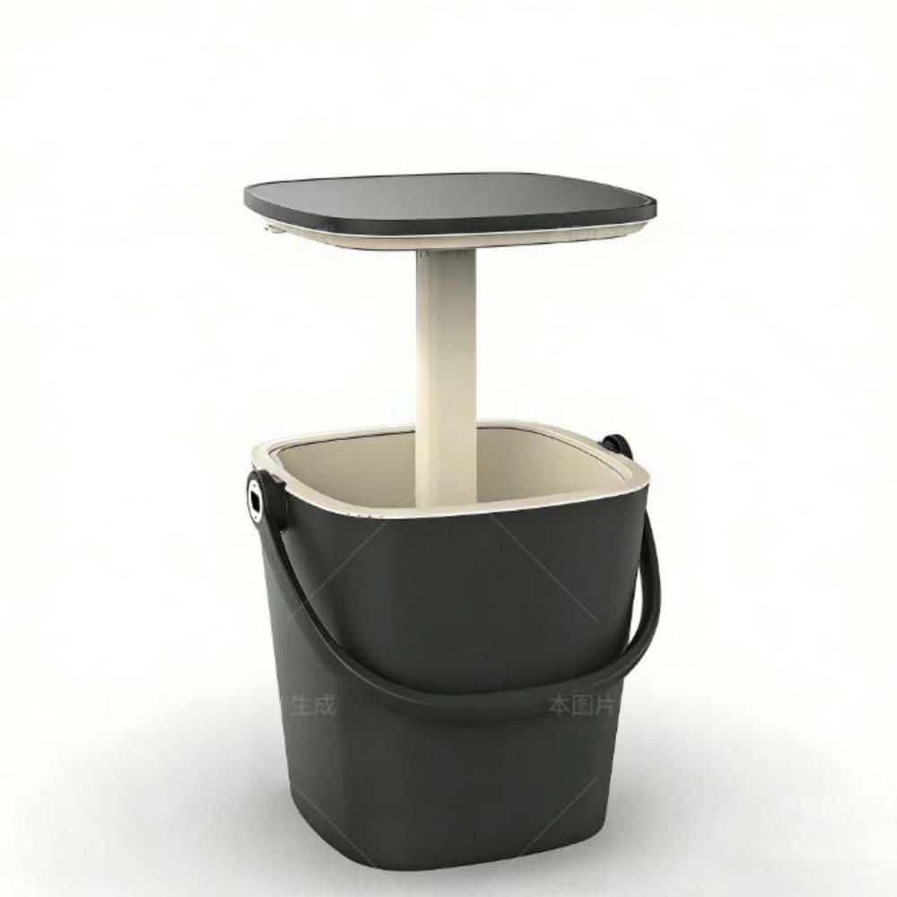 15-Can Black Multifunctional Outdoor Side Table with Snack Tray