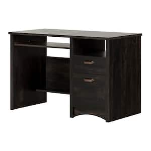 46 in. Rubbed Black Rectangular 2 -Drawer Computer Desk with File Storage