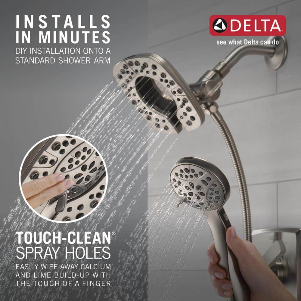 Stainless Steel Square Dual Shower Head with Handheld Spray