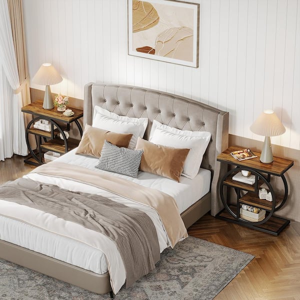 BYBLIGHT 25.59 in. Rustic Brown Rectangle Engineered Wood