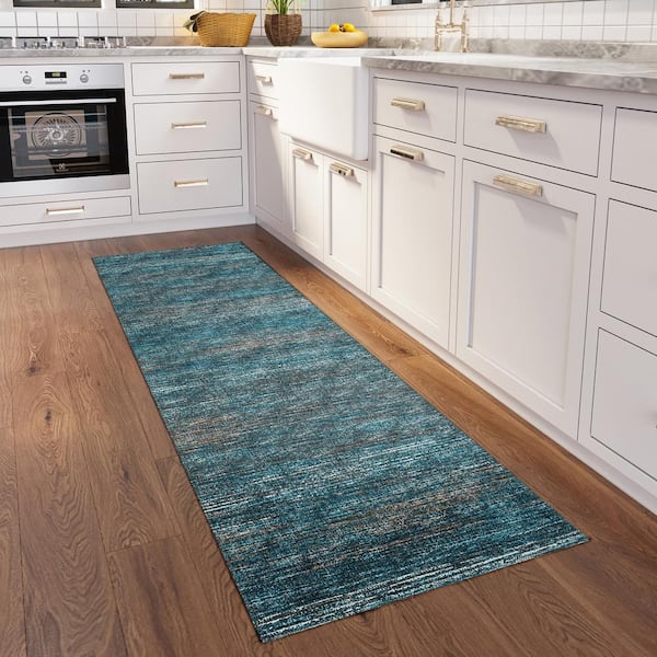 Addison Rugs - Marston Blue 2 ft. 3 in. x 7 ft. 6 in. Geometric Indoor/Outdoor Area Rug