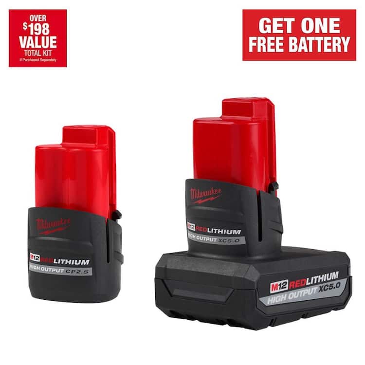 Milwaukee M12 12V LithiumIon XC High Output 5.0Ah Battery Pack W/High