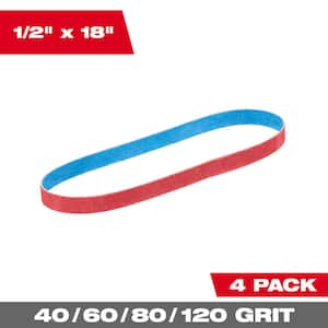 1/2 in. x 18 in. 40,60,80,120 Grit Variety Bandfile Belts (4 Pack)