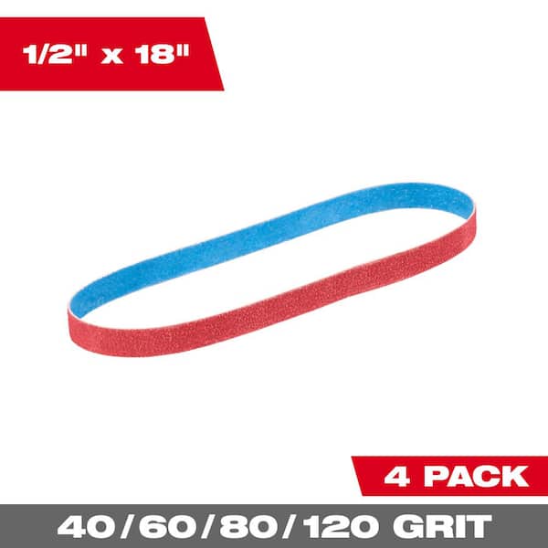 1/2 in. x 18 in. 40,60,80,120 Grit Variety Bandfile Belts (4 Pack)