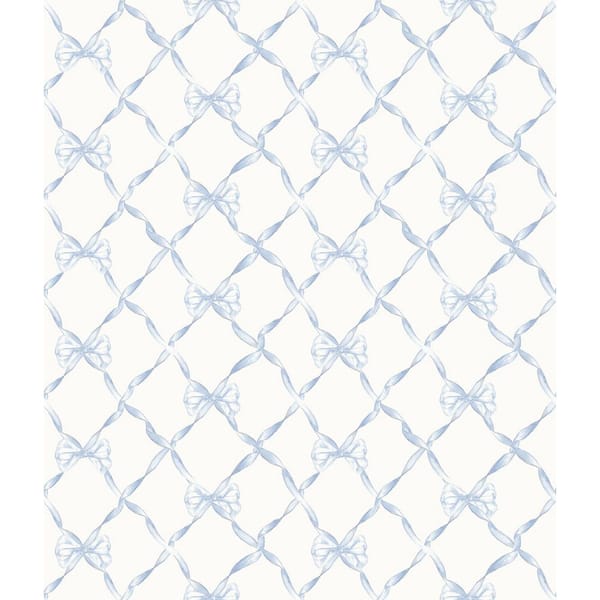 Baby Bow Blue Bella Ribbon Ribbon Trellis Wallpaper