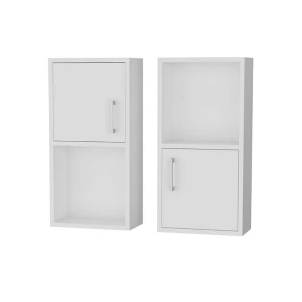 11.8 in. W x 23.6 in. H 2 Rectangular Recessed or Surface Mount  White Medicine Cabinet with Storage and Open Shelf