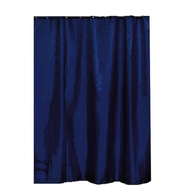 S Fabric Polyester Shower Curtain, Solid Navy Blue Fabric Shower Curtain