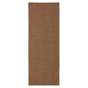 Edith Collection Solid Design 3x7 Non Shedding Indoor/Outdoor Runner Rug, 2 ft. 7 in. x 6 ft. 11 in., Dark Brown