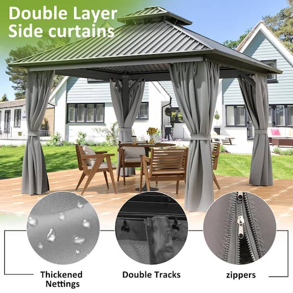 VIWAT 10 ft. x 10 ft. Hardtop Gazebo with Aluminum Frame VIWAT 10 ft. x 10 ft. Hardtop Gazebo with Aluminum Frame