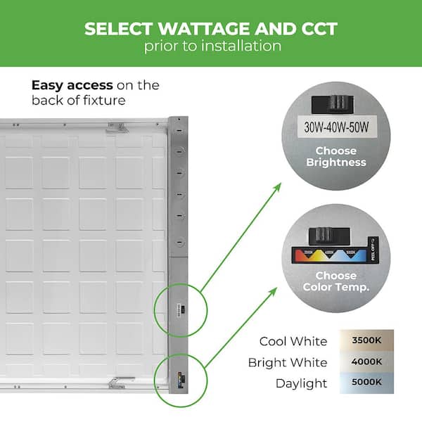 ETI LIGHTING 2 ft. x 4 ft. 100-Watt Equivalent Back-Lit Integrated LED White Troffer Adjust Lumen Levels 3500K 4000K 5000K (8-Pack)
