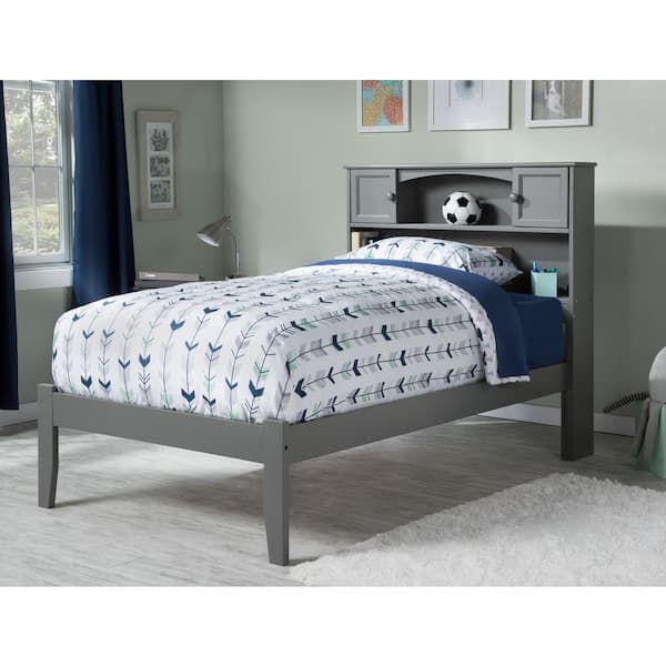 AFI Newport Grey Solid Wood Full Traditional Panel Bed with Open Footboard and Attachable Turbo Device Charger