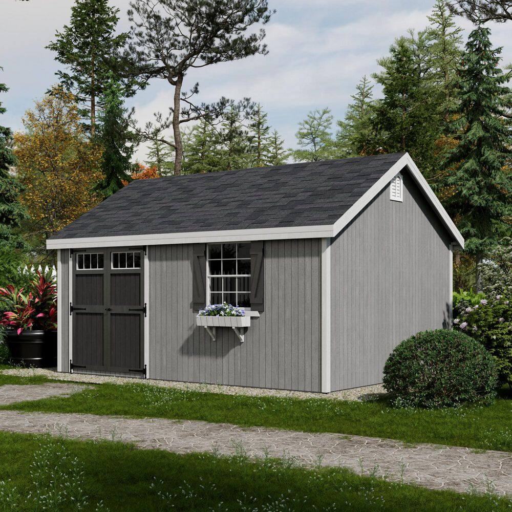 Colonial Pinehurst 12' x 16' Brown Wood Storage Shed with Windows