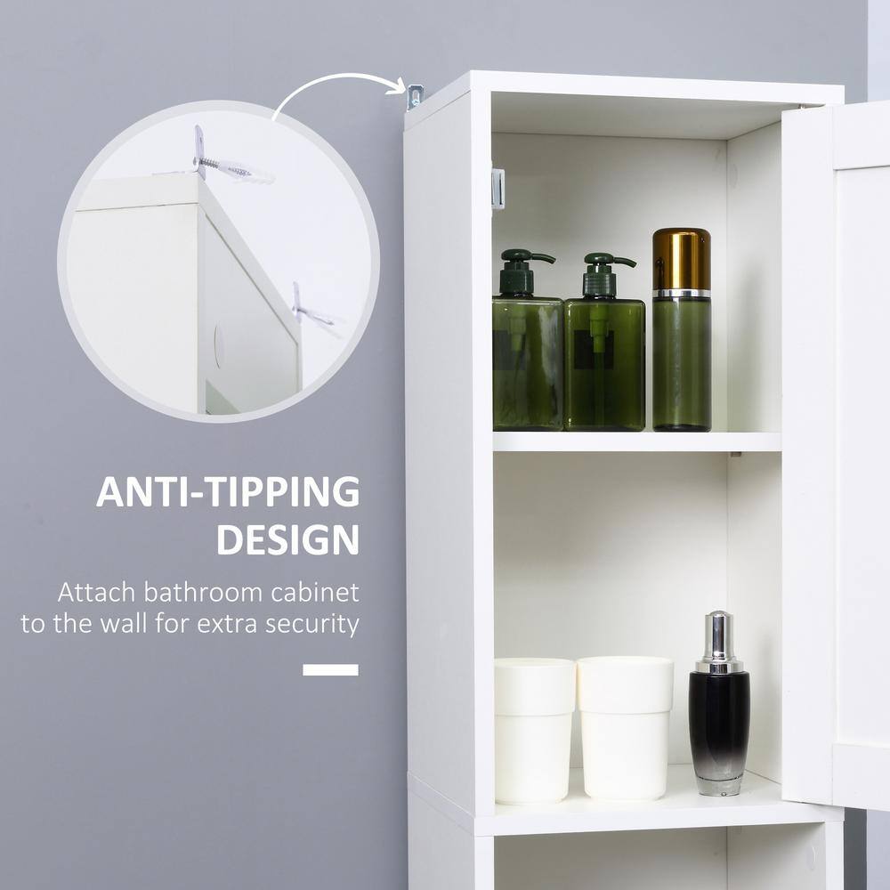 White Tall Minimalist Storage Cabinet with Adjustable Shelving