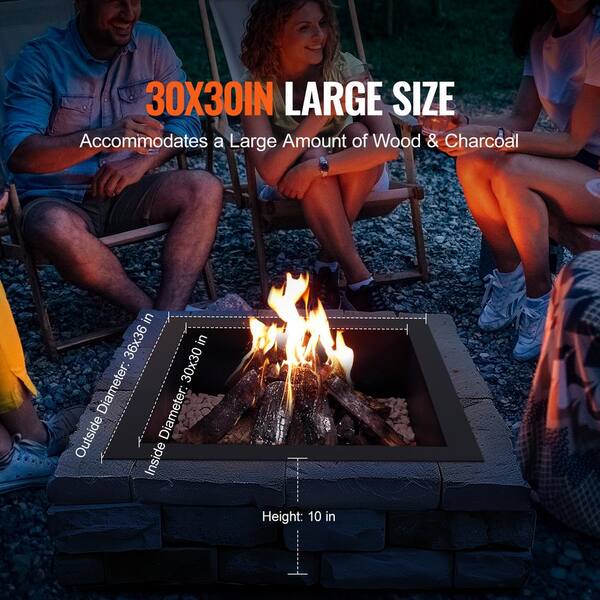 VEVOR Fire Pit Ring Square 36 in. x 36 in. Outer Steel Liner