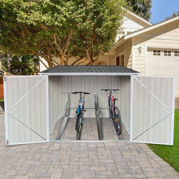 6 ft. W x 6 ft. D Grey Galvanized Steel Outdoor Storage Shed