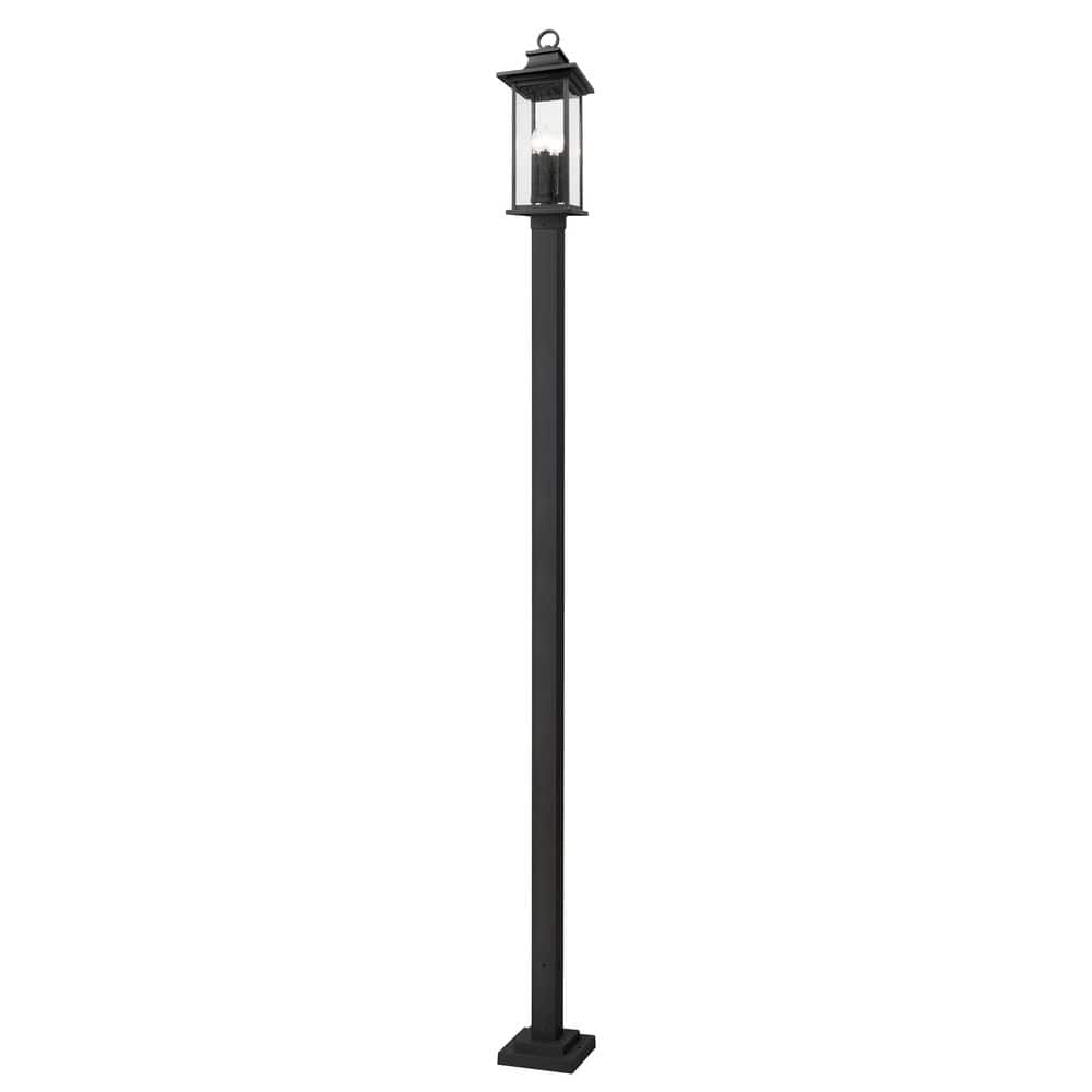 Tiberius 4 Light Black Aluminum Hardwired Weather Resistant Outdoor Post Li