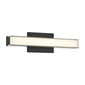 Vantage 18 in. 1-Light Black CCT LED Vanity Light Bar with Double Layer Clear and White Acrylic Shade