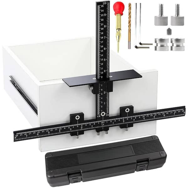Professional Aluminum Alloy Cabinet Hardware Jig Tool, Adjustable Drill Guide Template Tool, Fast and Simple to Use