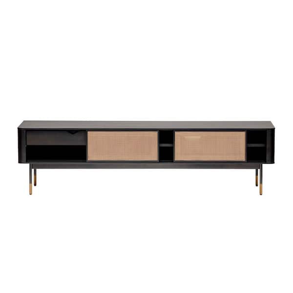 HomeRoots Amelia 70.87 in. Black TV Stand with 1 Drawer Fits TV's up to 78 in.