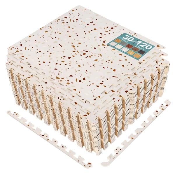 Terrazzo 24 in. W x 24 in. L x 0.38 in. Thick Foam Interlocking Gym Floor -Tiles (30-Tiles/Pack) (120 sq. ft.)