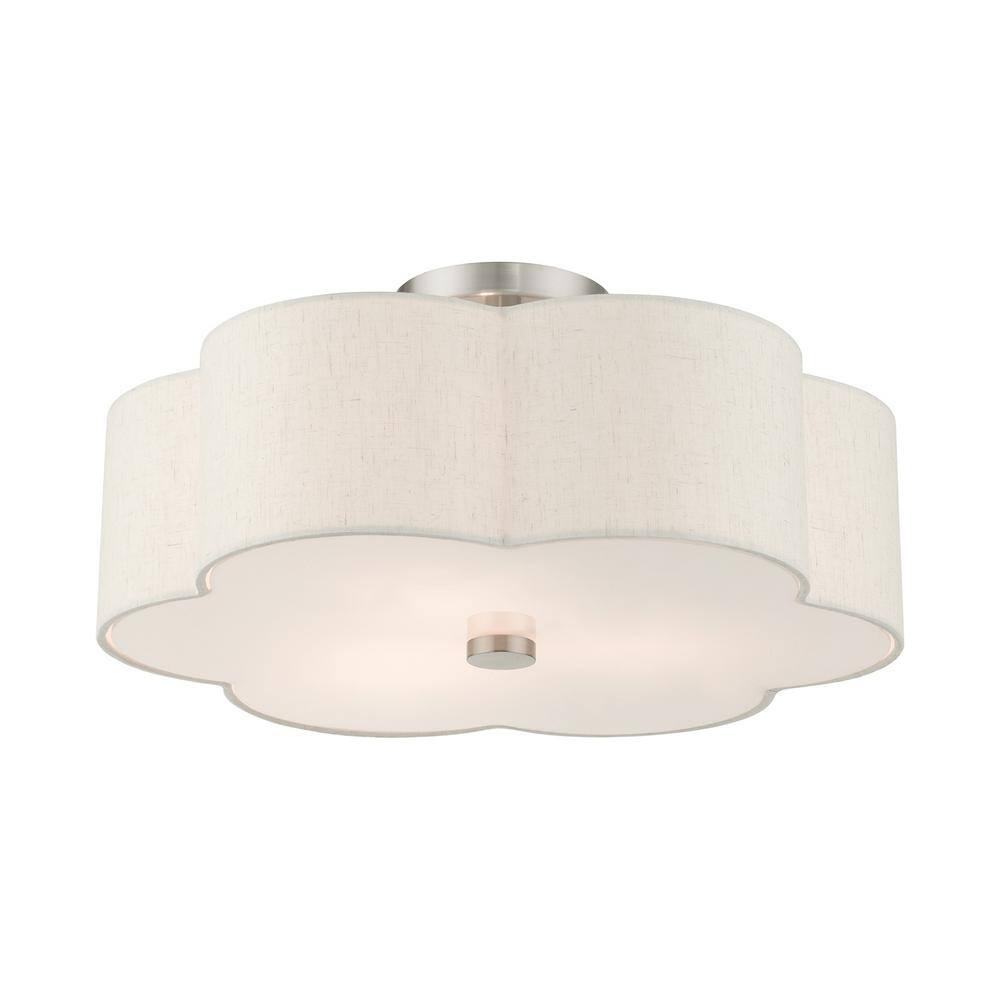 Solstice French Country Chic 3-Light Brushed Nickel Semi-Flush Mount